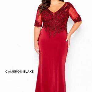 220643 Sheath Wine 3/4 Sleeve Mother's Dress by Cameron Blake